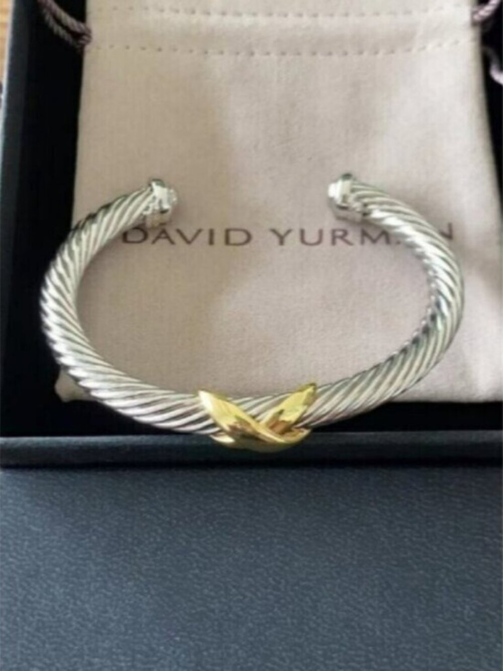🚃David Yurman Silver Bracelet with Gold Accents 7mm